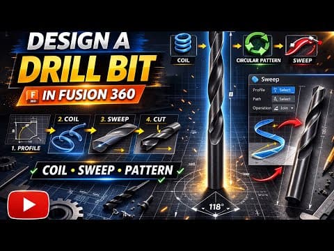 ⚙️ Designing a Realistic Drill Bit in Fusion 360 | Full Tool Workflow 🔩