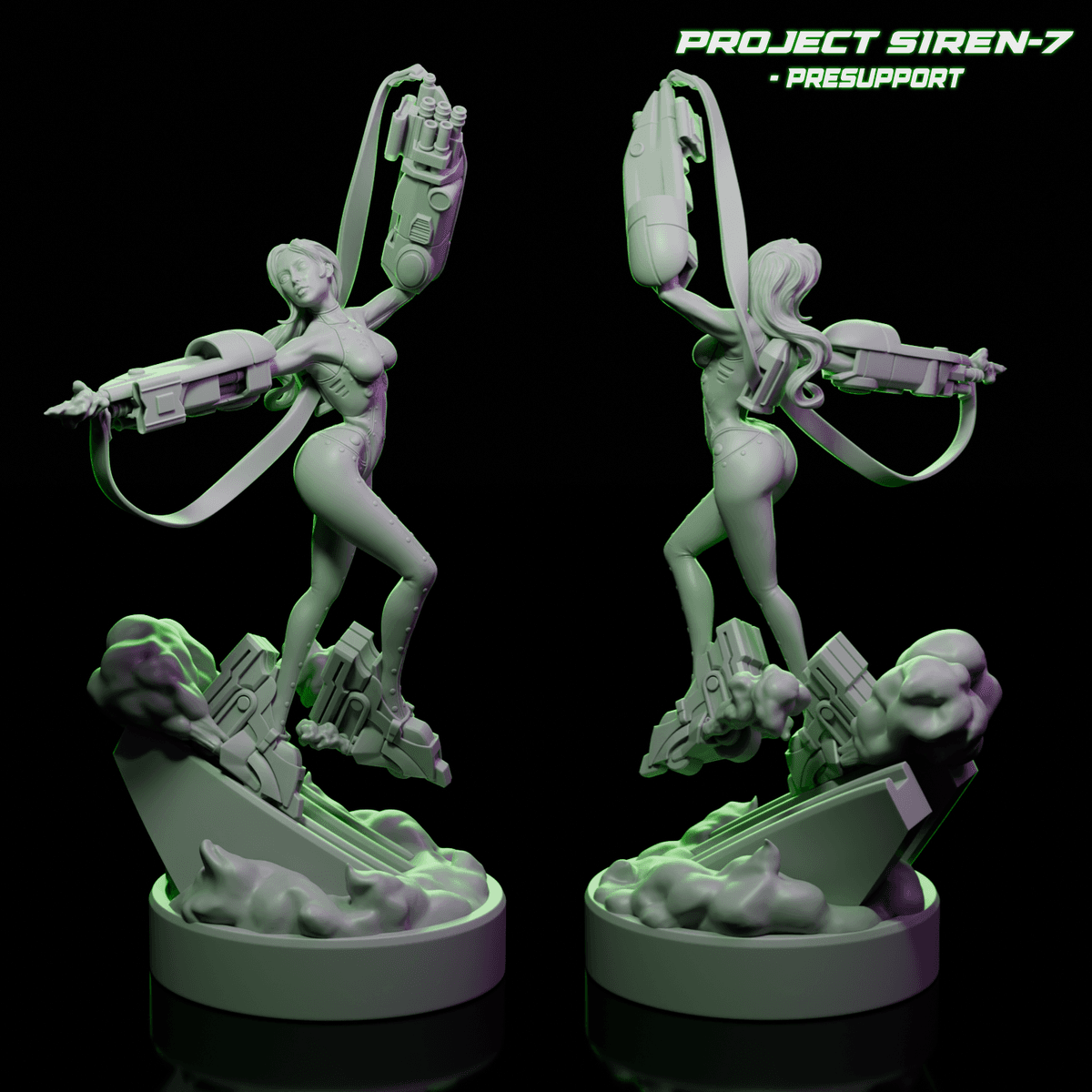 Project SIREN-7 – Pre-supported Mech Girl | Multipart STL Model for Resin 3D Printing