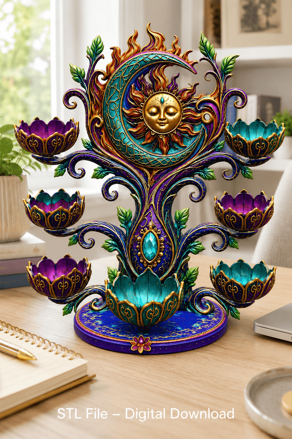 Celestial Sun and Moon Organizer STL File for 3D Print