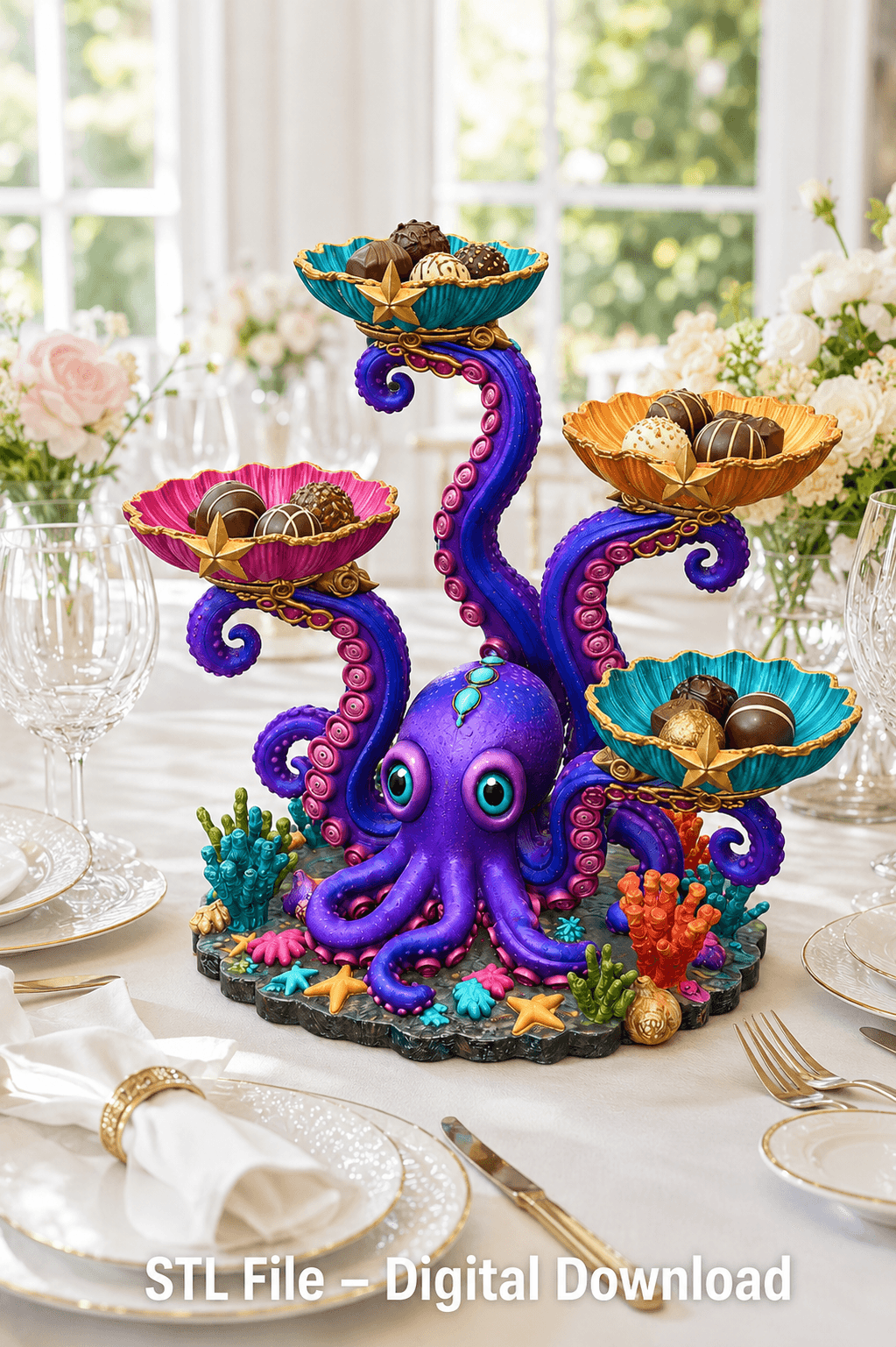 Magical Ocean Octopus Organizer STL File for 3D Print