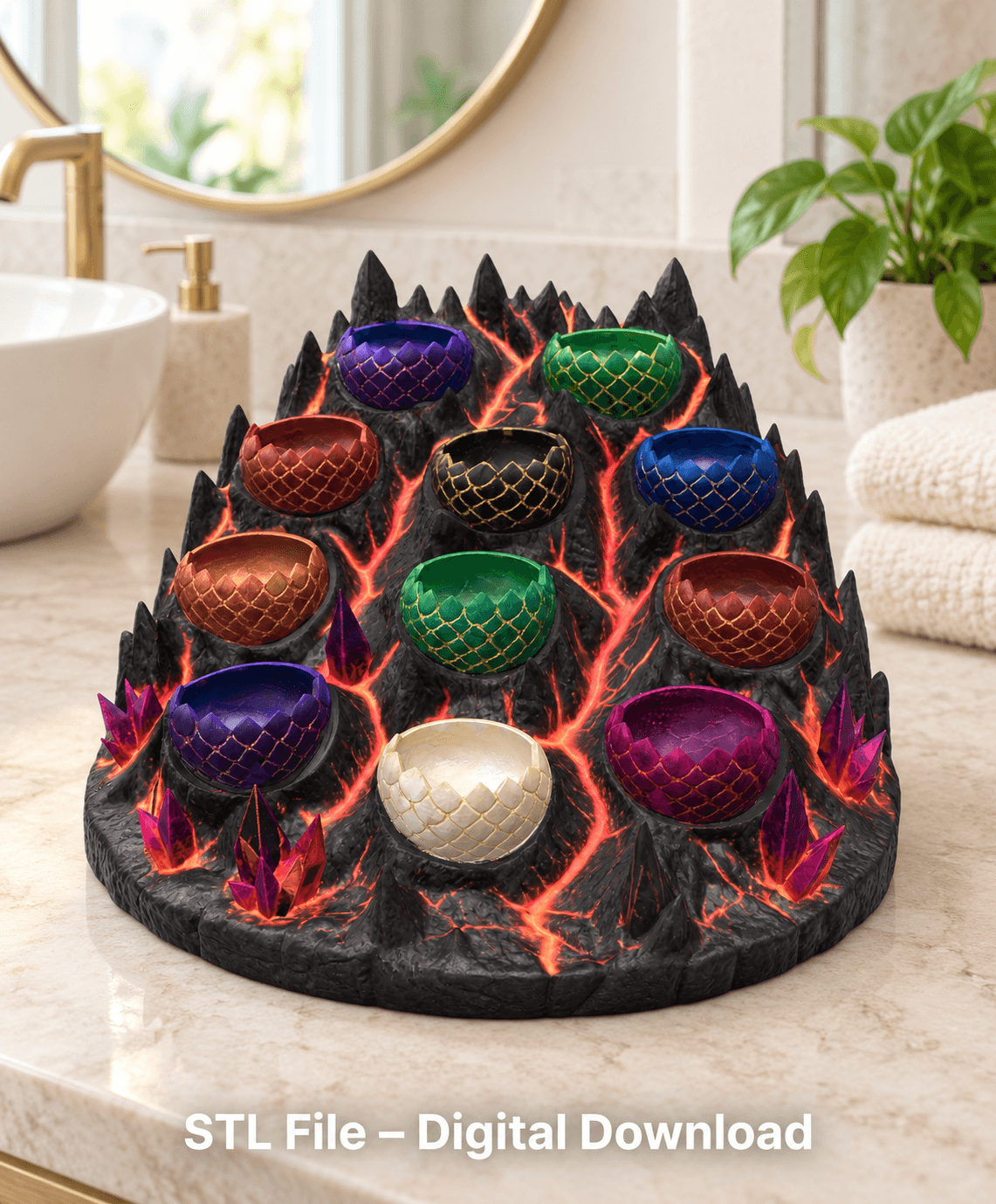 Volcanic Dragon Egg Mountain Organizer STL File for 3D Print