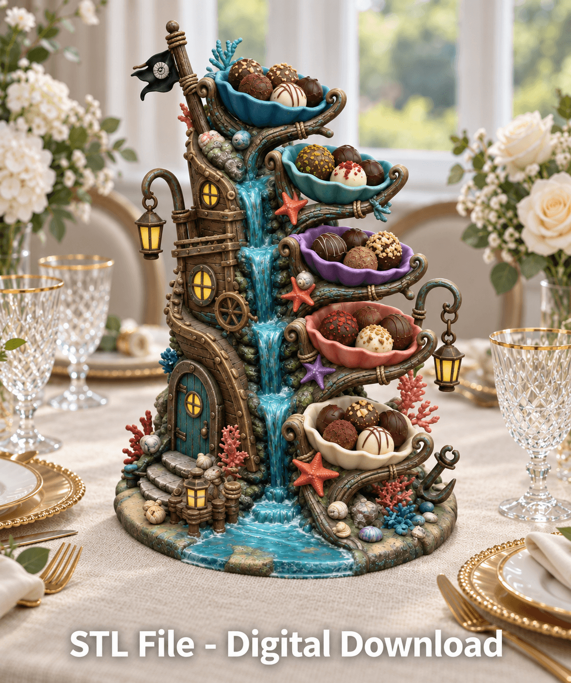 Enchanted Shipwreck Shell Bowl Organizer STL File for 3D Print