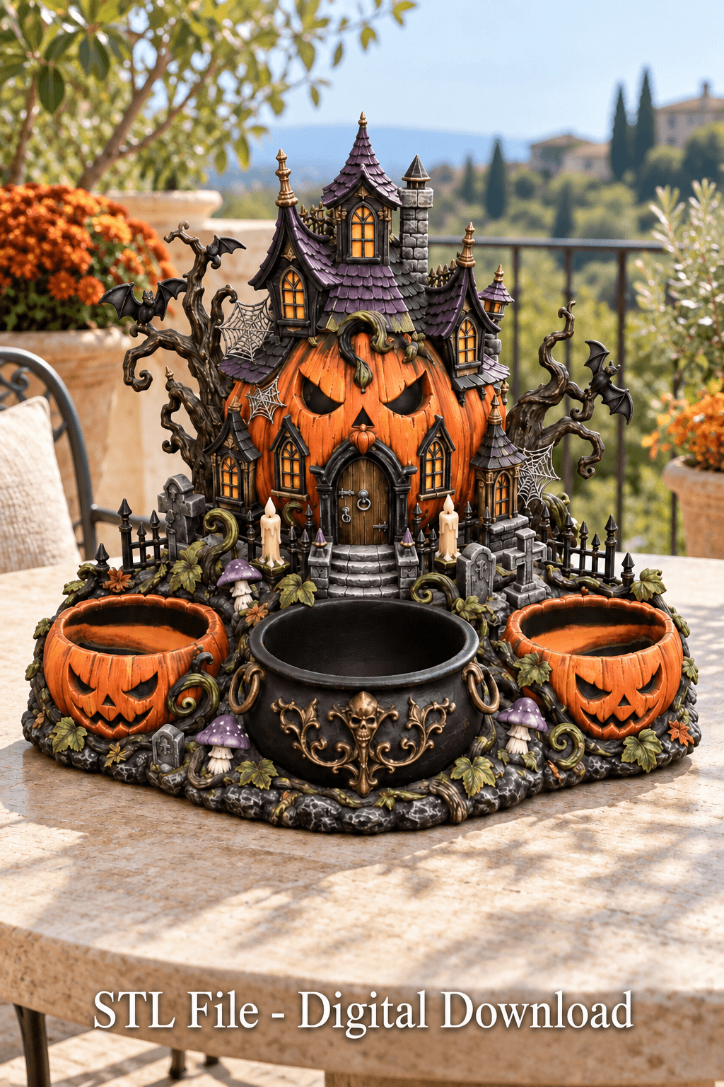 Haunted Pumpkin House Organizer STL File for 3D Print