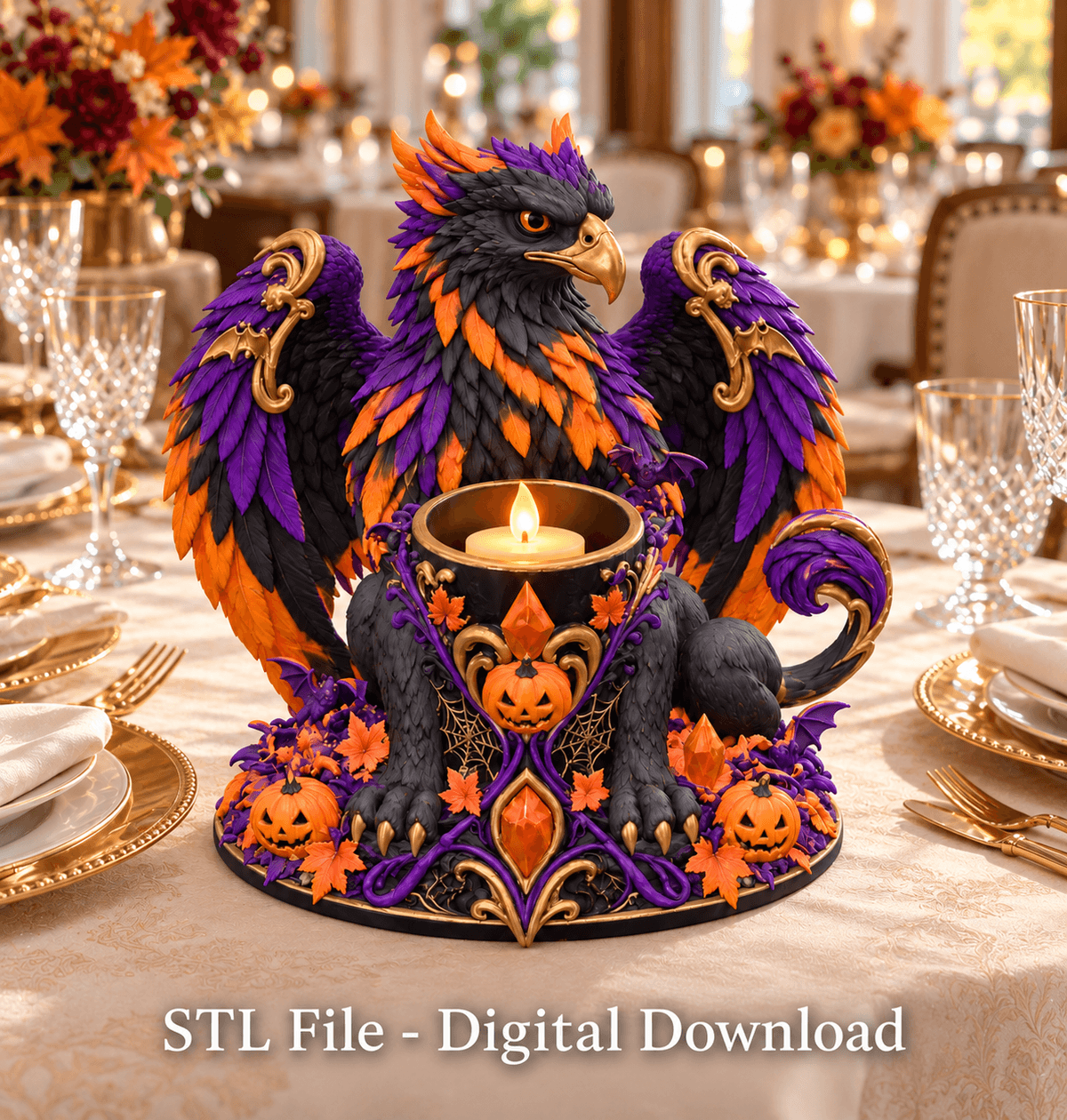 Halloween Griffin LED Light Holder STL File for 3D Print