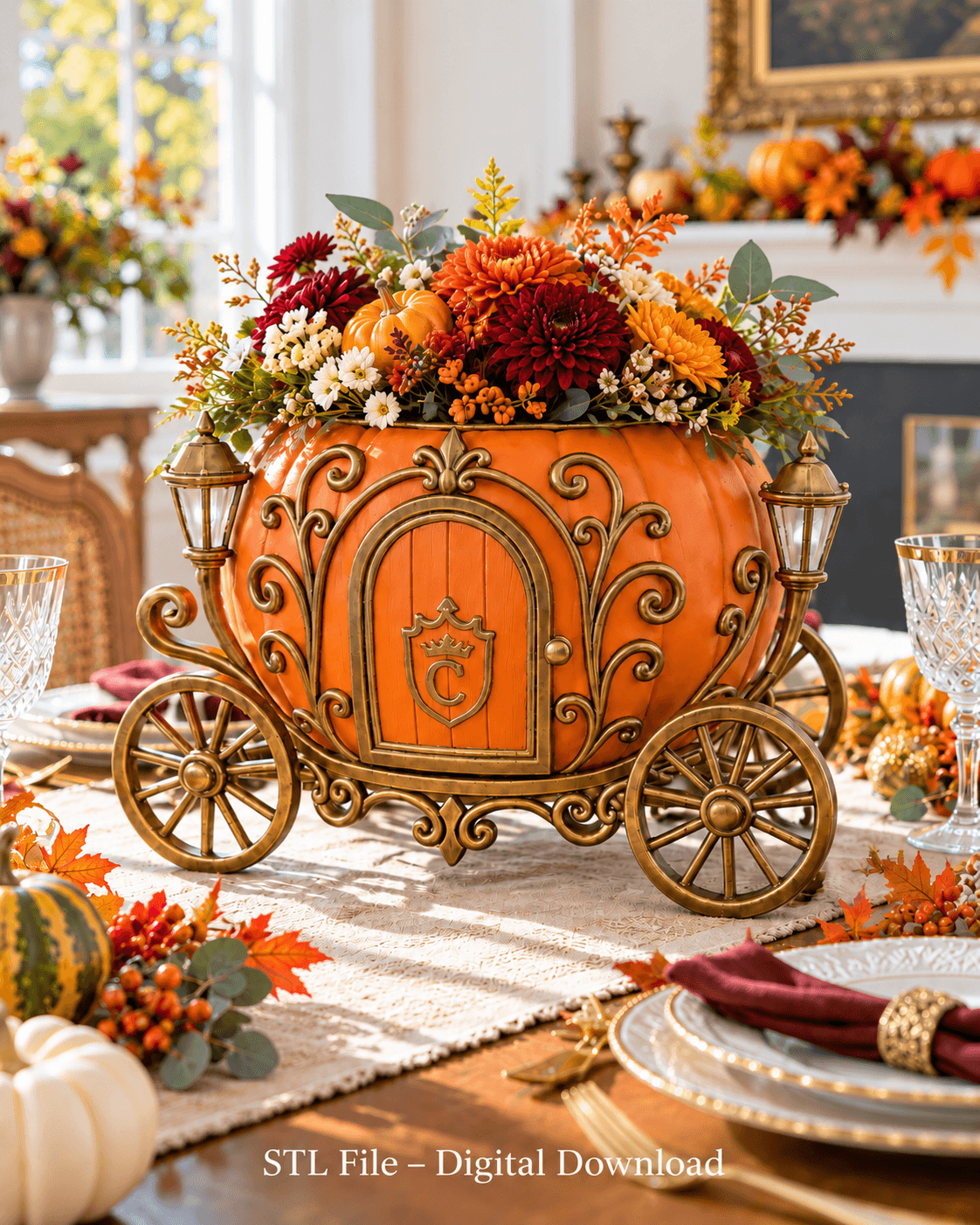Enchanted Pumpkin Carriage Organizer STL File for 3D Print