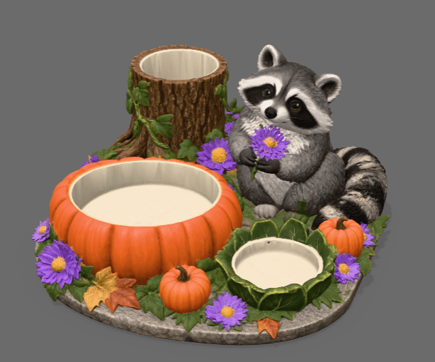 Autumn Raccoon Organizer STL File for 3D Print