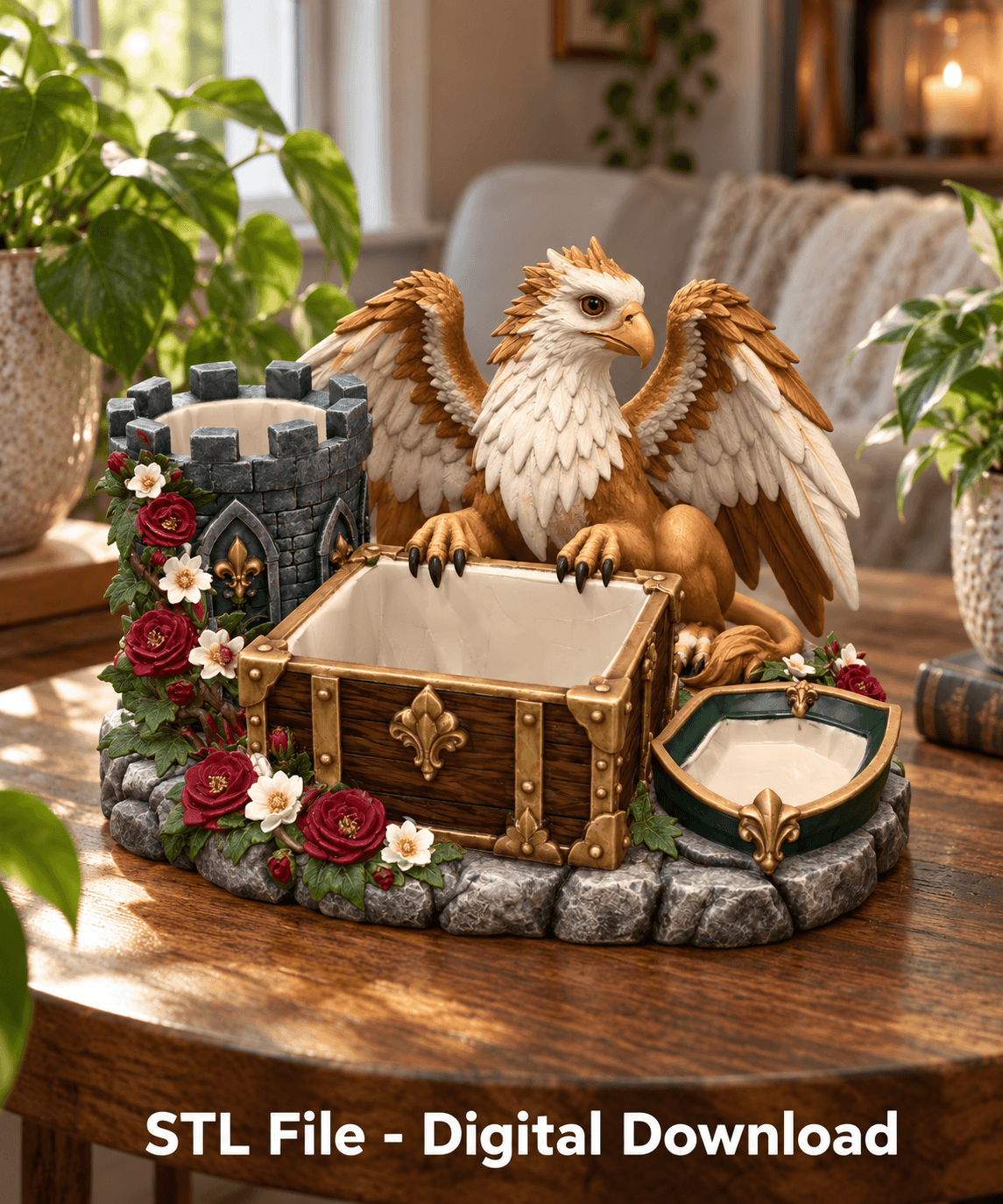 Griffin Treasure Chest Key Organizer STL File for 3D Print
