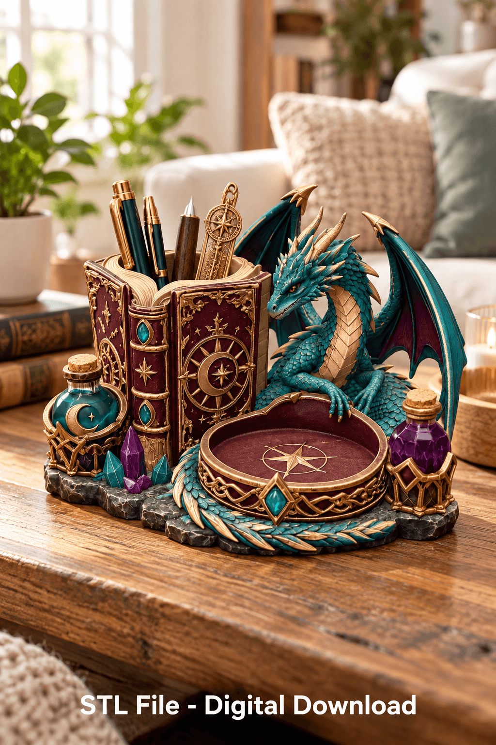 Turquoise Dragon Organizer STL File for 3D Print