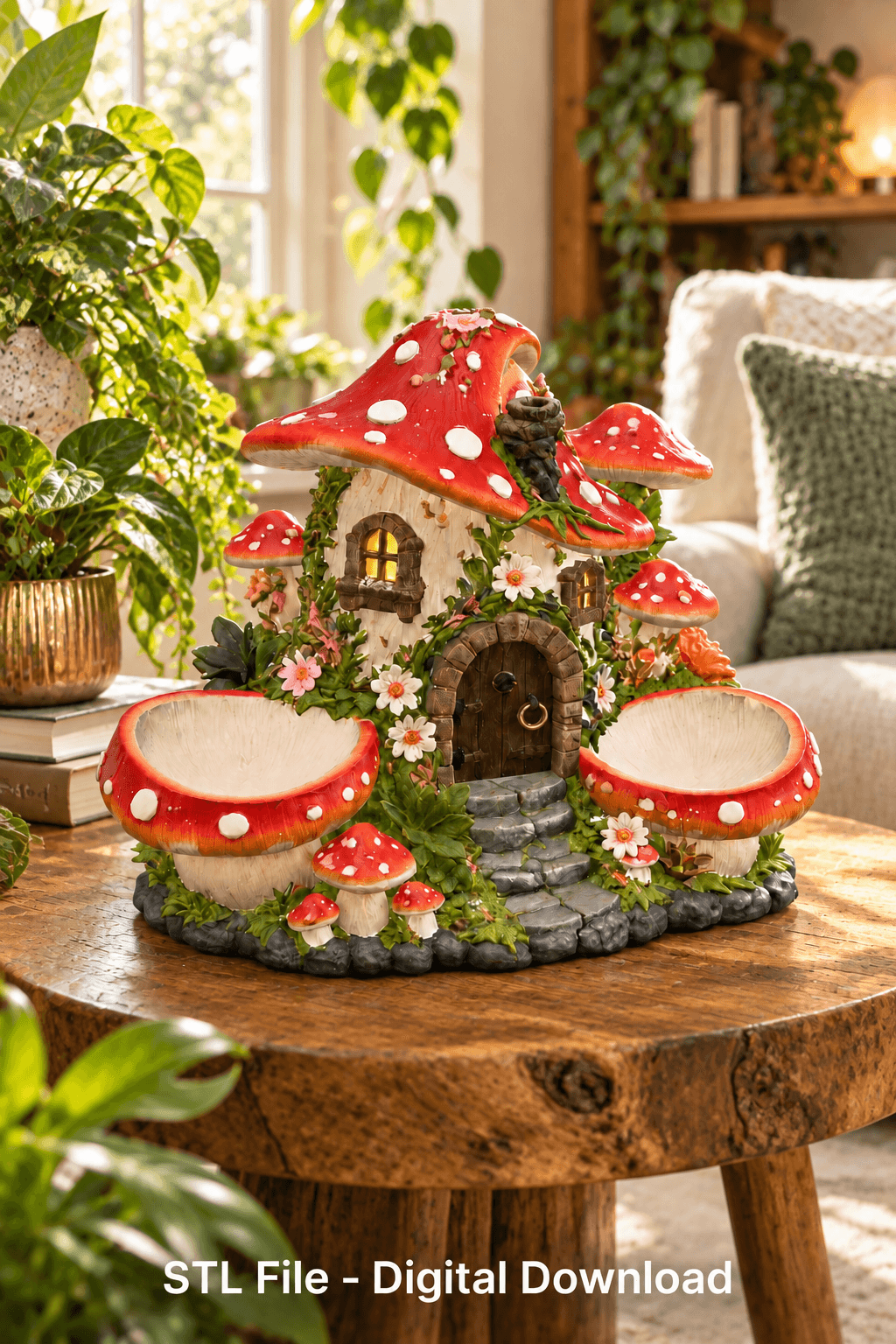 Whimsical Mushroom House Organizer STL File for 3D Print