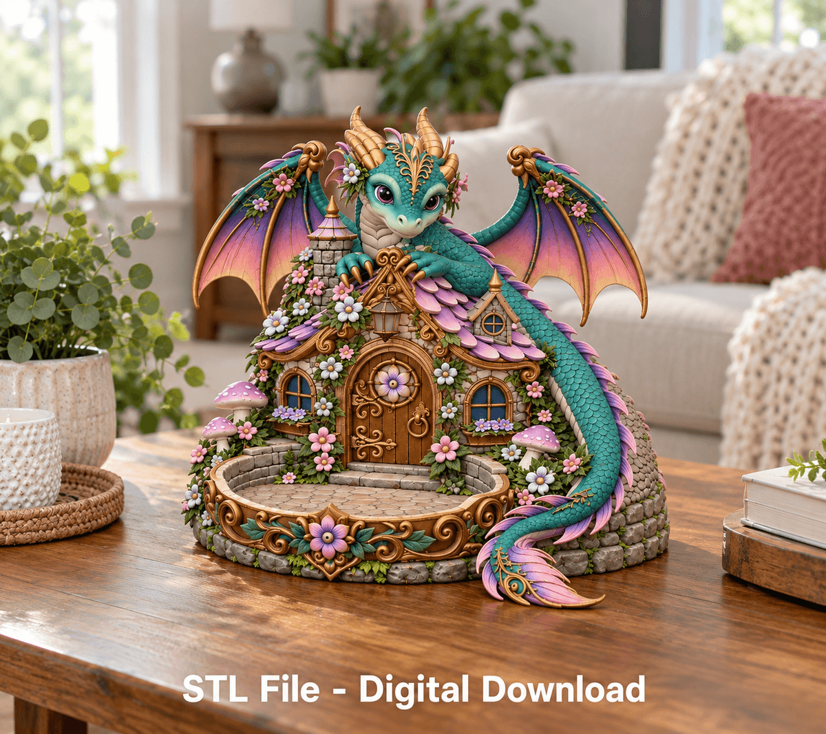 Turquoise Dragon Key Organizer STL File for 3D Print
