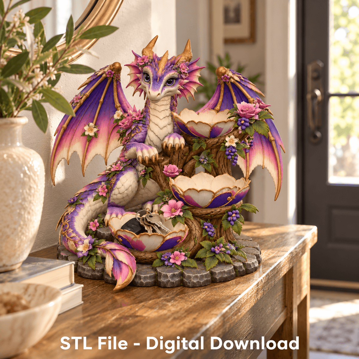 Pink and Lilac Dragon Organizer STL File for 3D Print