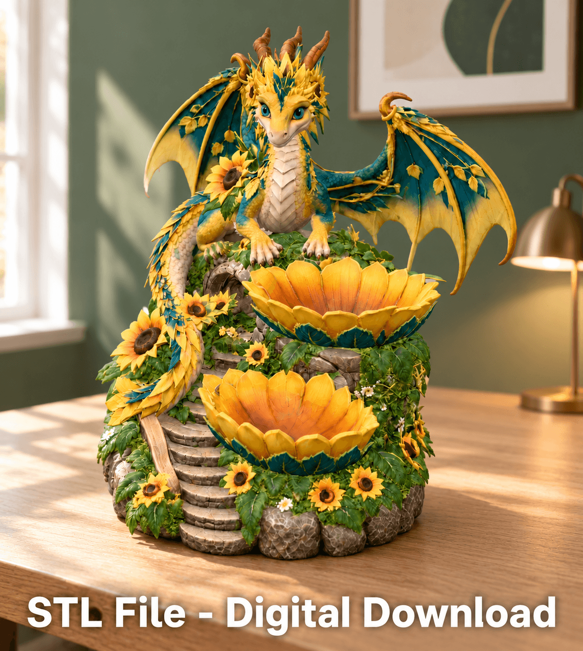 Yellow and Turquoise Dragon Organizer STL File for 3D Print