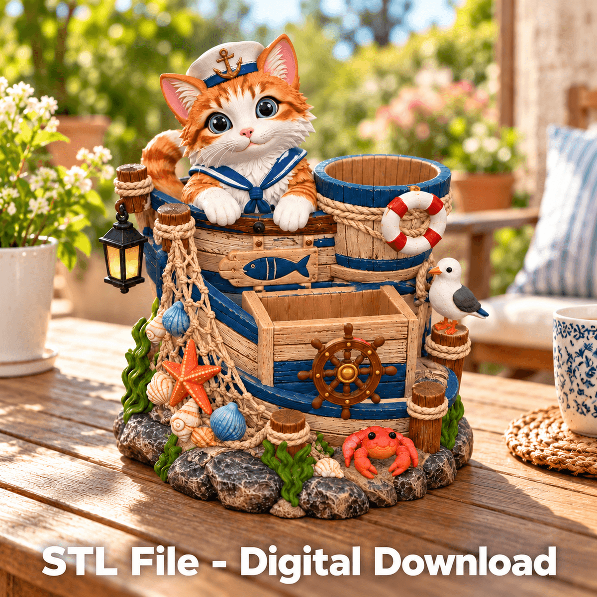 Maritime Cat Organizer STL File for 3D Print