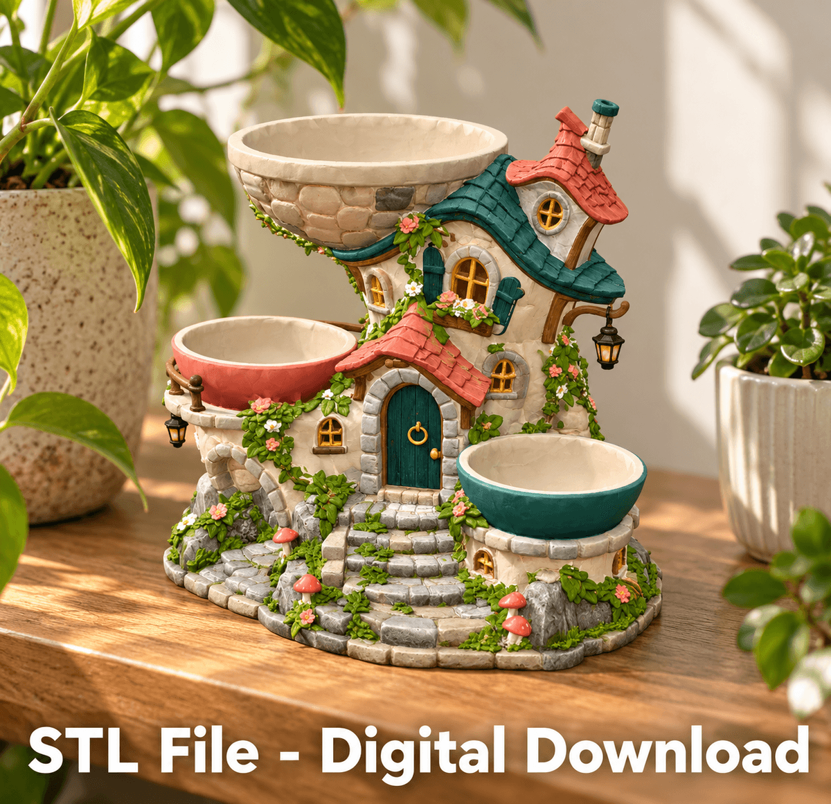 Whimsical Cottage Organizer STL File for 3D Print