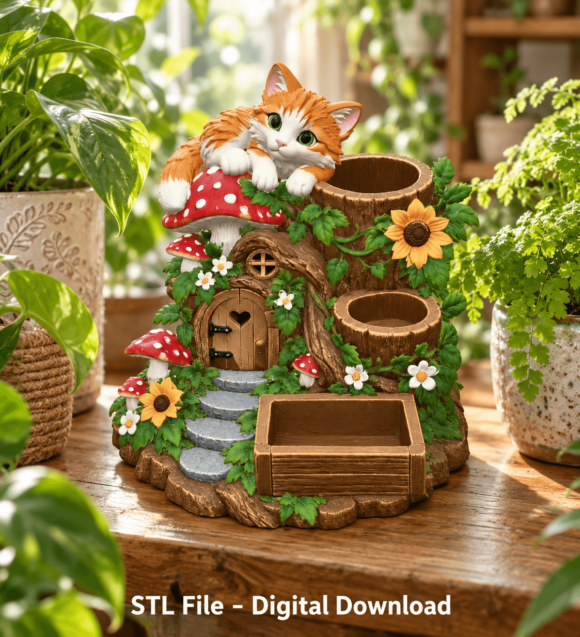 Cute Orange Cat Organizer STL File for 3D Print