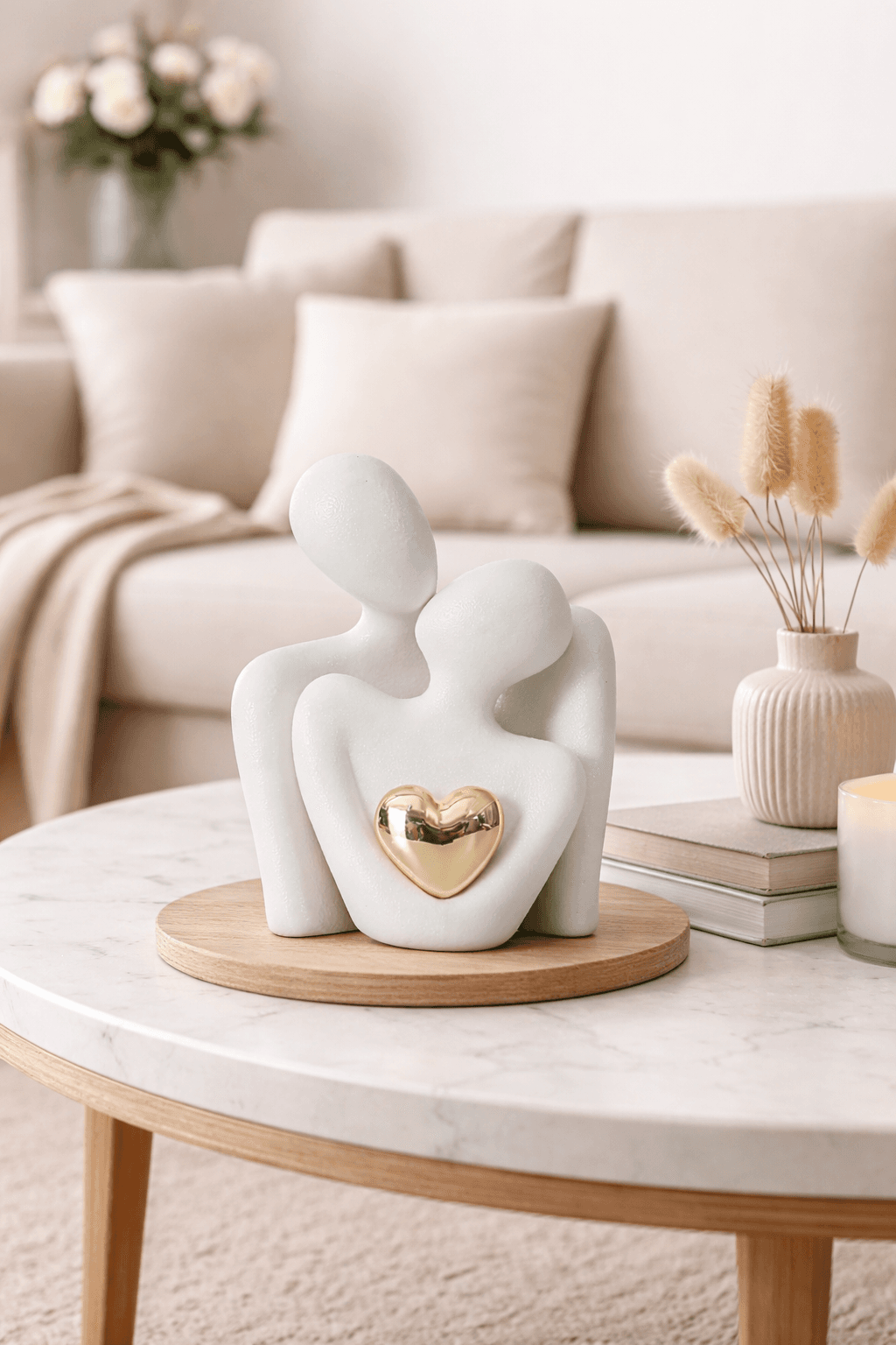 Abstract Couple with Heart STL | Romantic 3D Print Sculpture | Modern Home Decor Digital File