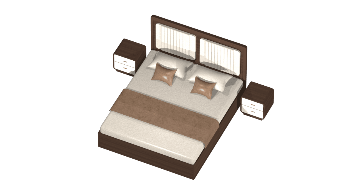 Modern Double Bed with Nightstands
