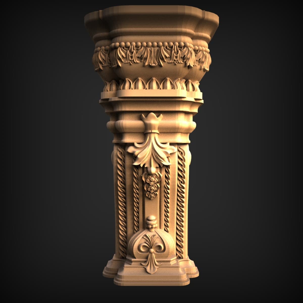 Baroque Fruited Column Capital