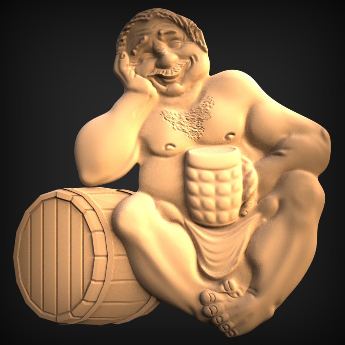 Merry Ale Drinker Barrel Carving