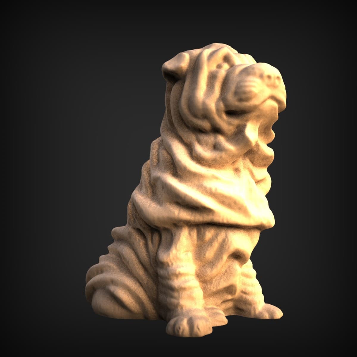 Sitting Wrinkled Shar-Pei Figurine