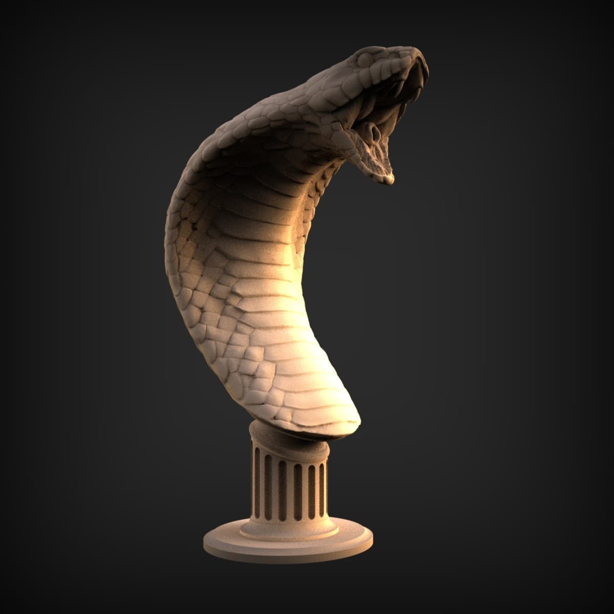 Reared King Cobra Column Statue