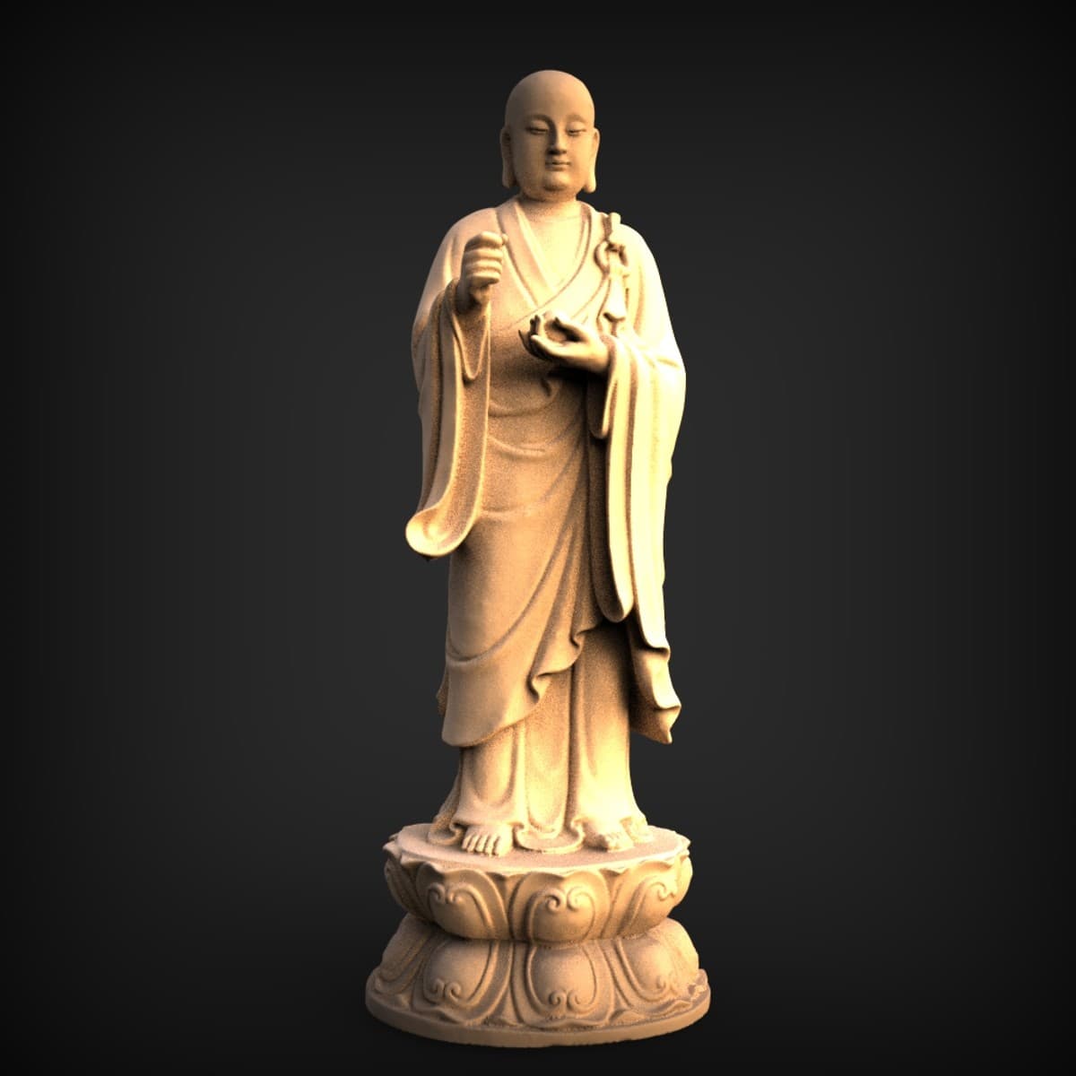 Robed Monk On Lotus Pedestal