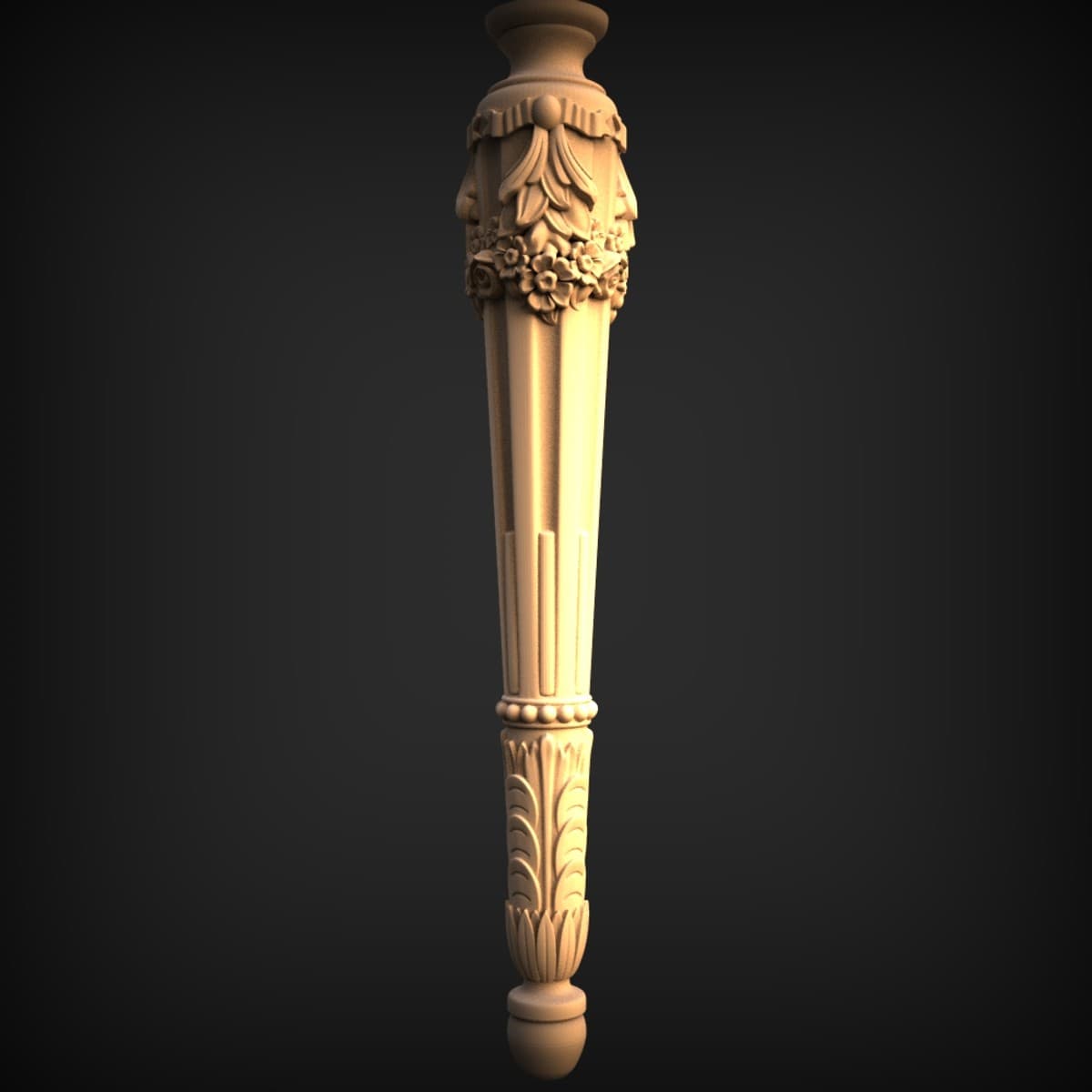 Rose Garland Fluted Furniture Leg