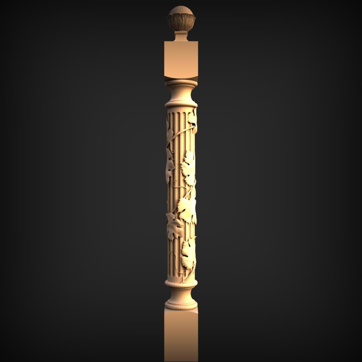 Grapevine Carved Newel Post