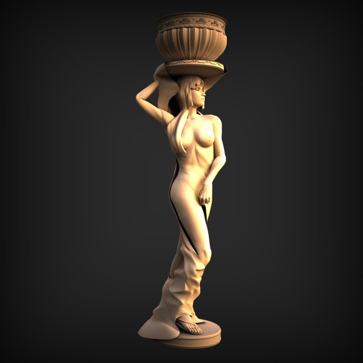 Nude Maiden Bowl-Bearer Statue