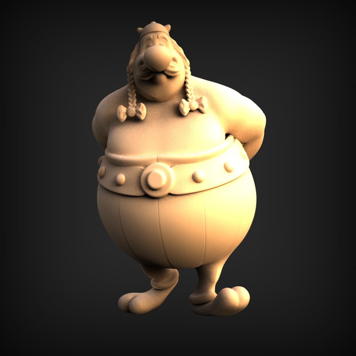 Rotund Gaulish Warrior Cartoon Figurine