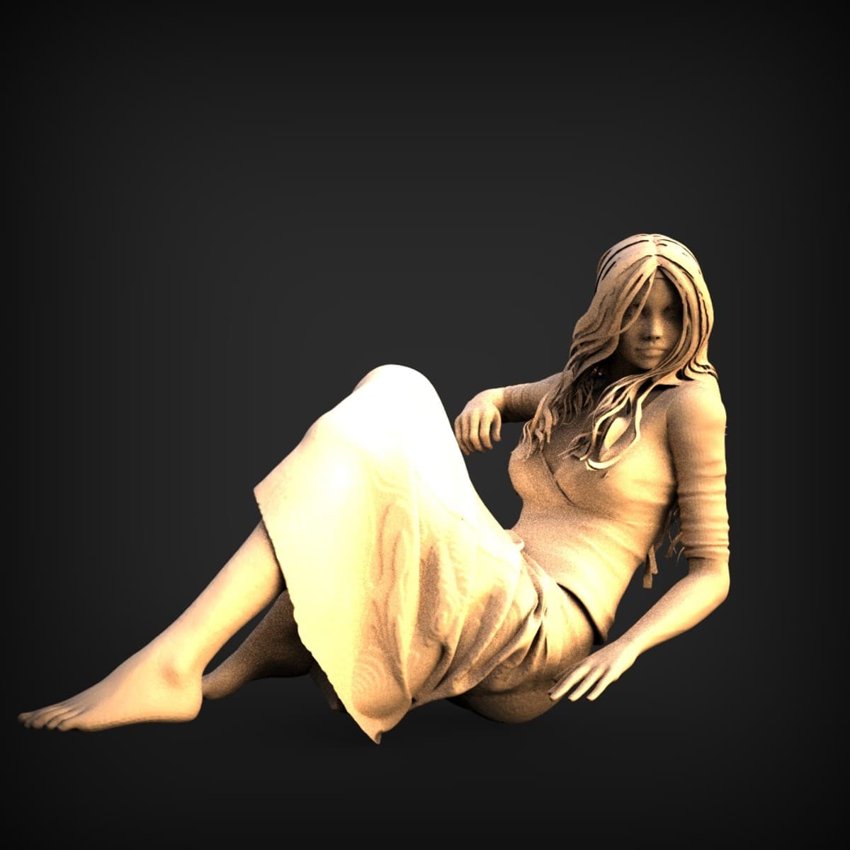 Reclining Woman In Long Dress