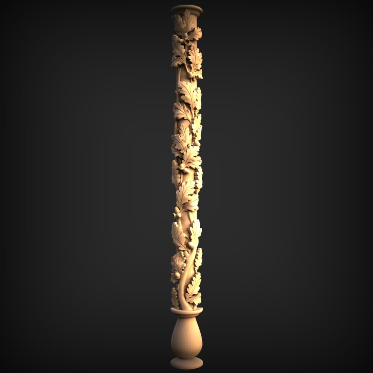 Oak-Leaf Wrapped Newel Column