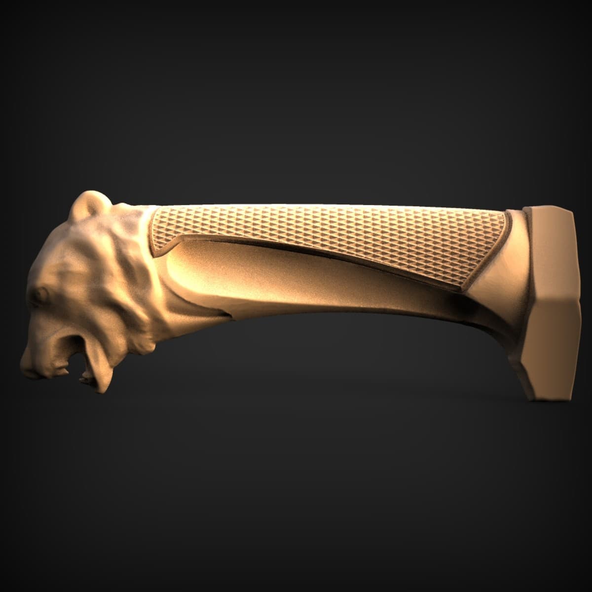 Growling Bear-Head Knurled Grip