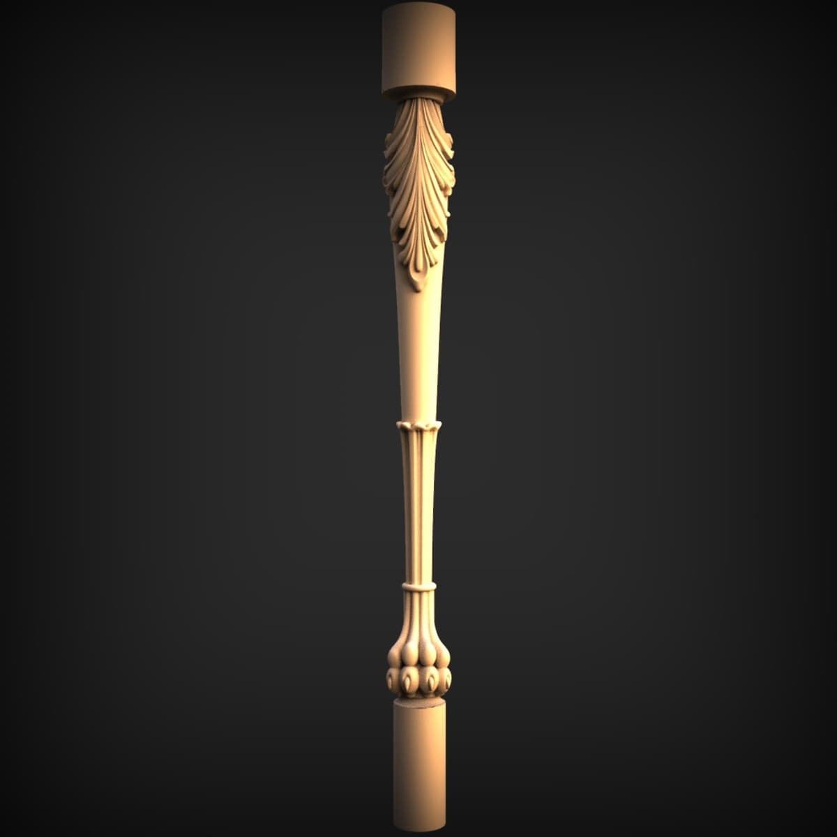 Acanthus-Carved Turned Table Leg