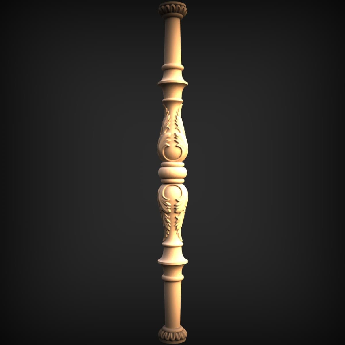 Acanthus-Carved Turned Baluster Spindle
