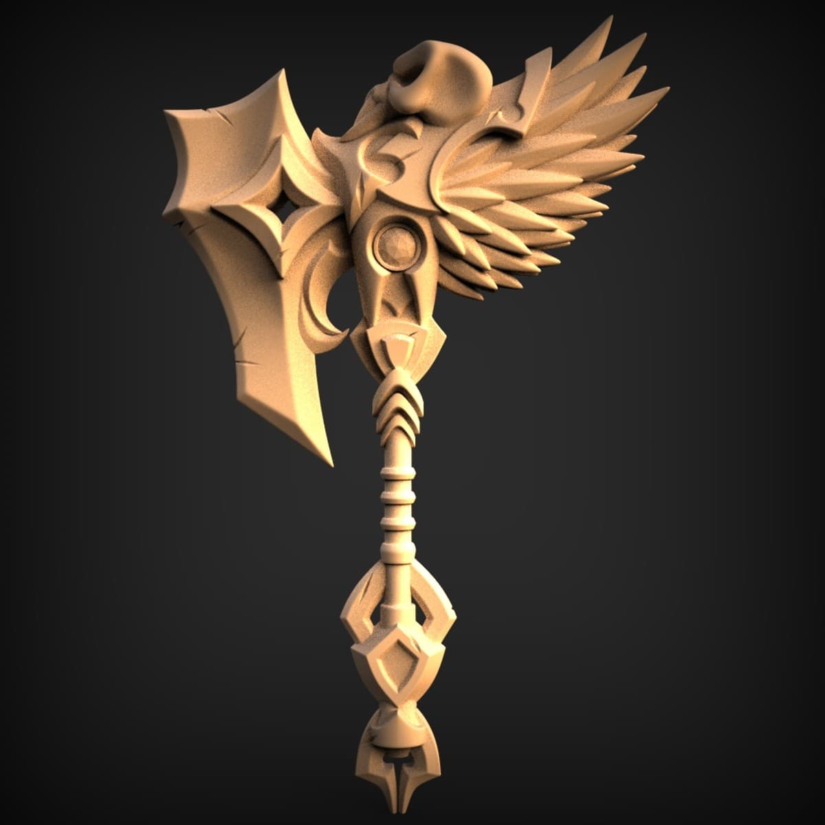 Winged Skull Fantasy War-Axe