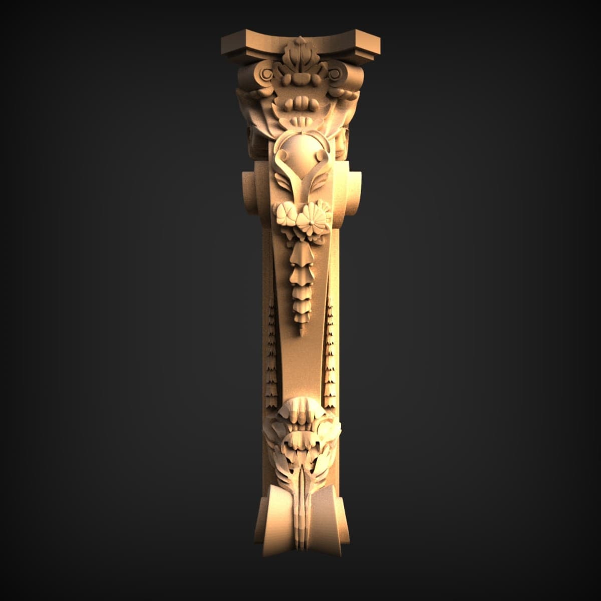 Carved Baroque Newel Post