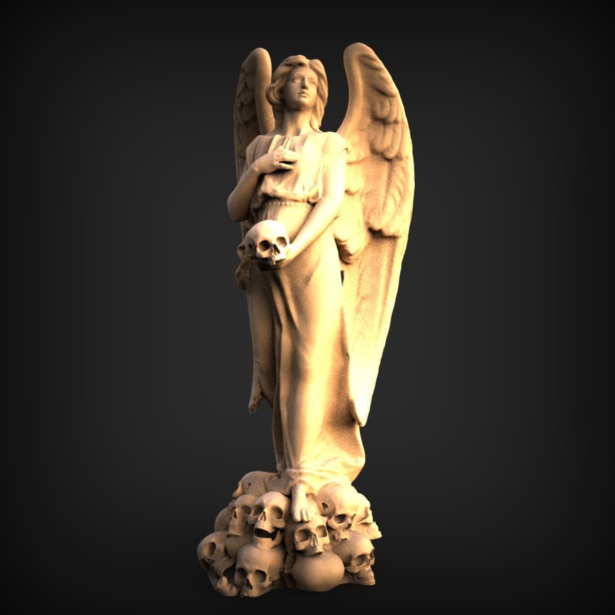 Winged Angel On Skulls Statue