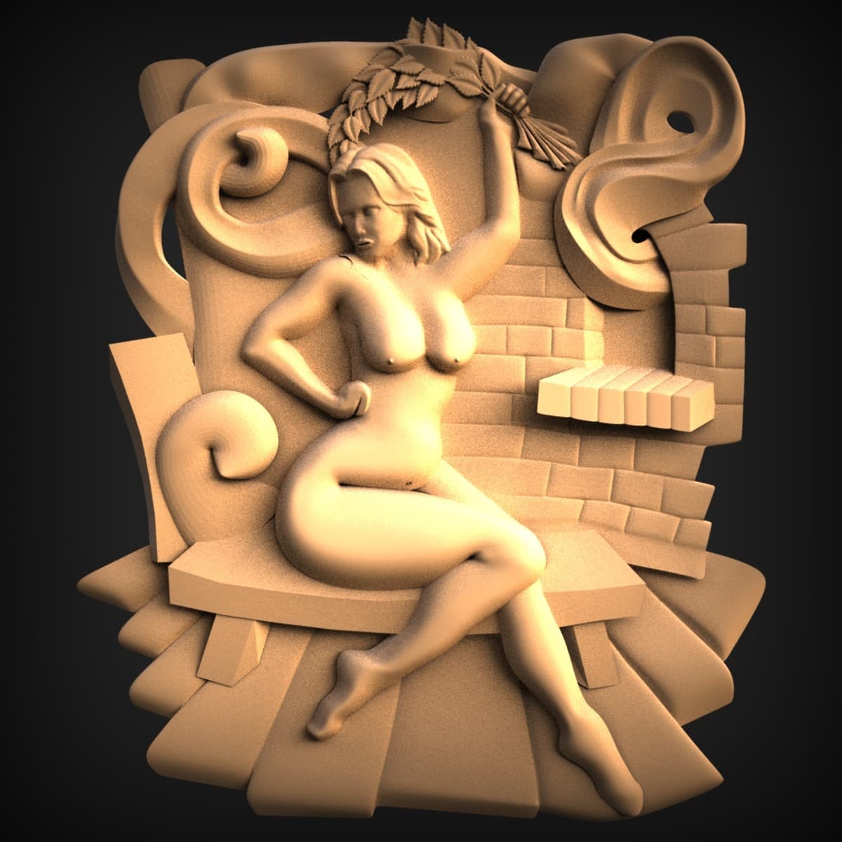 Allegorical Laurel Nude Panel