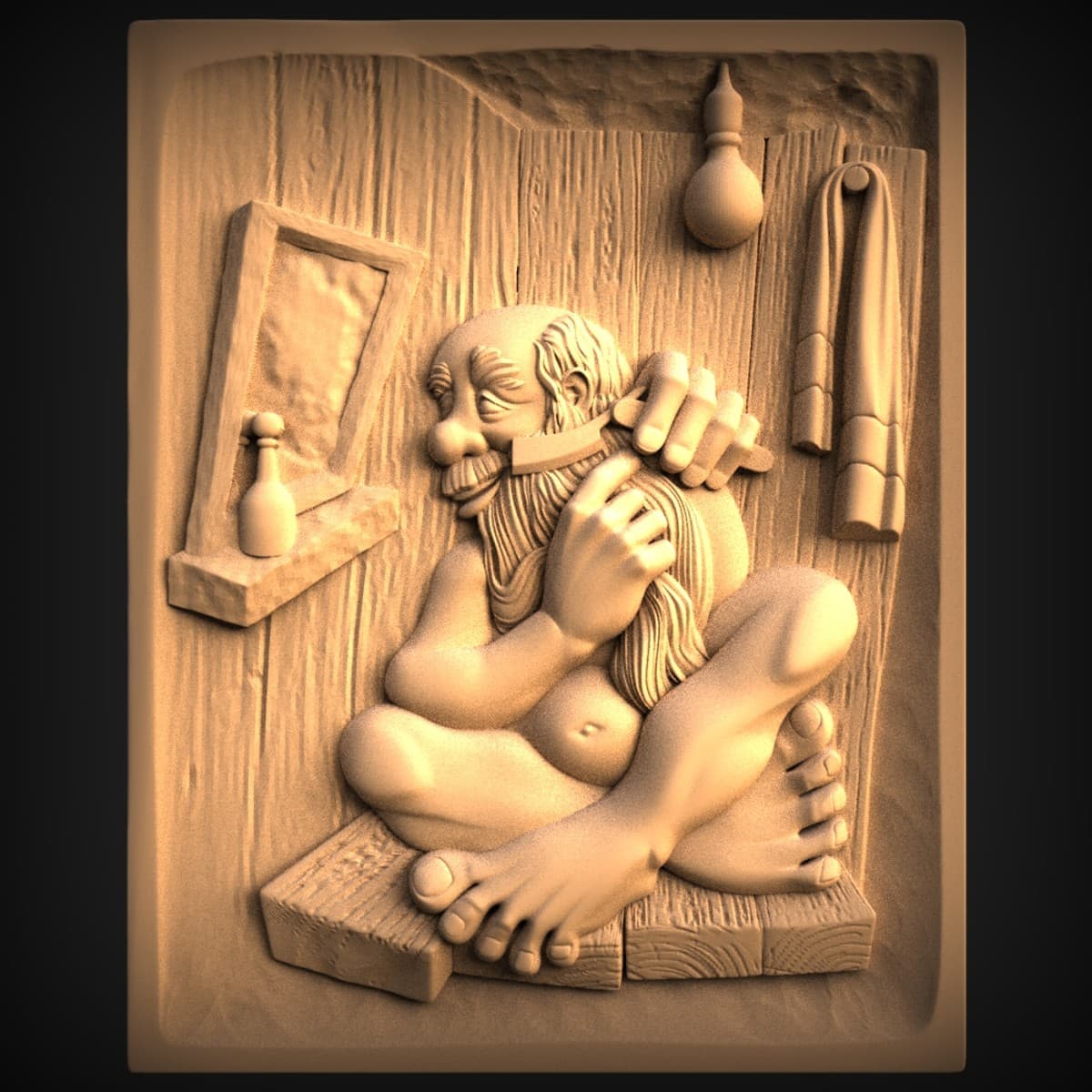 Bathhouse Bather Comic Relief Plaque