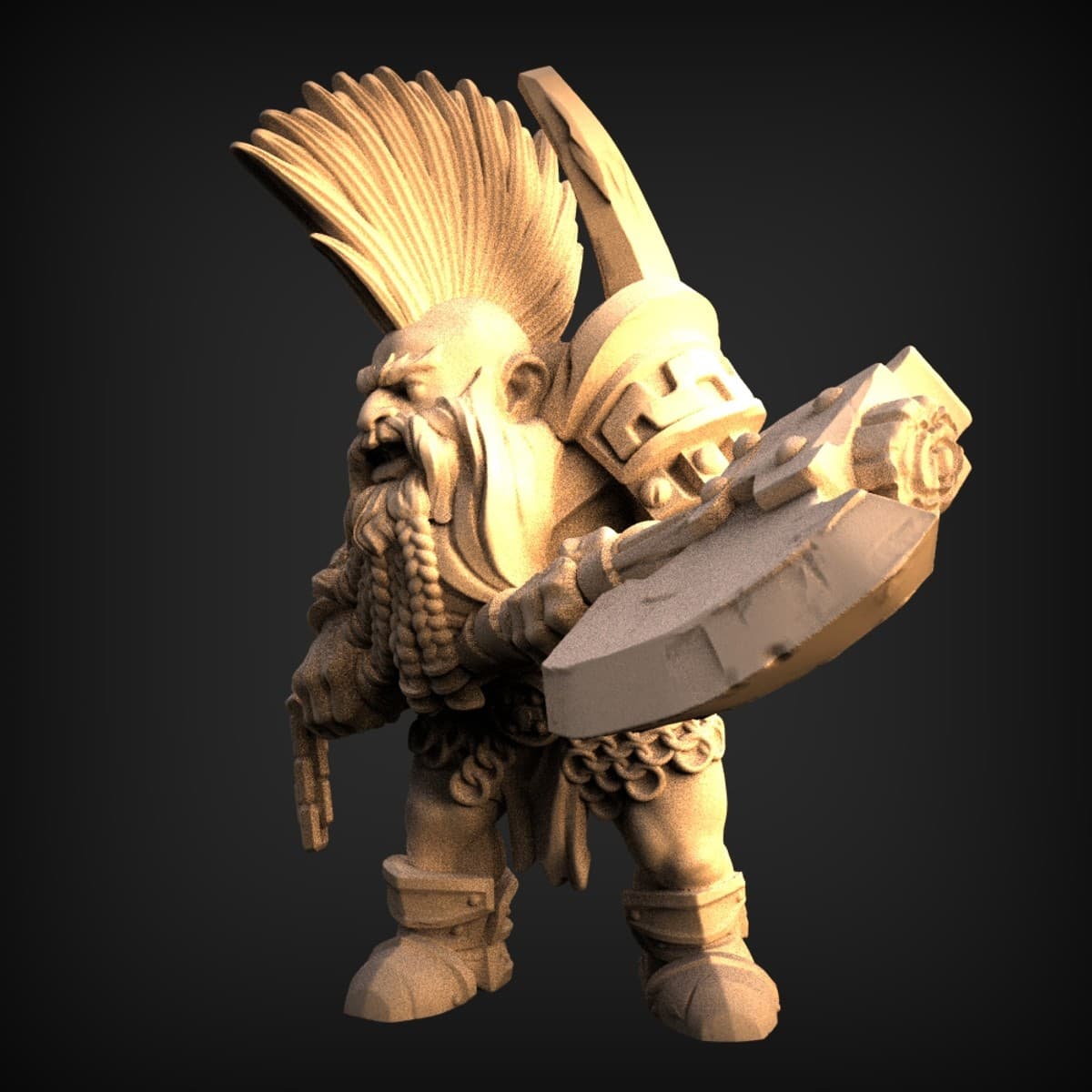 Mohawk Dwarf Berserker Miniature