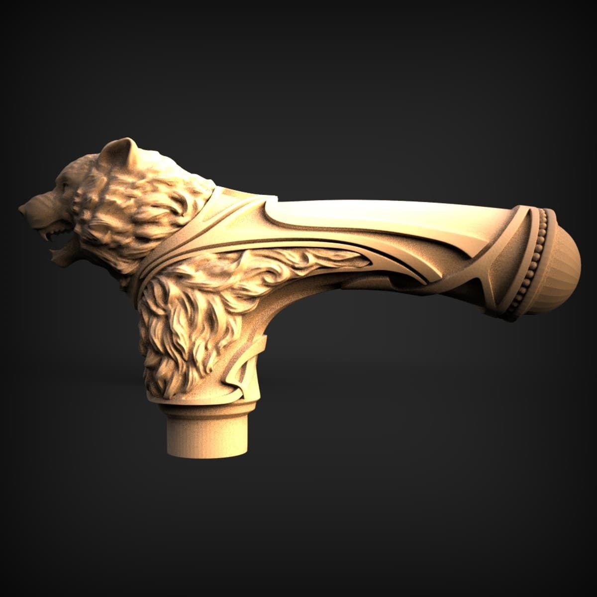 Snarling Bear Head Cane Handle
