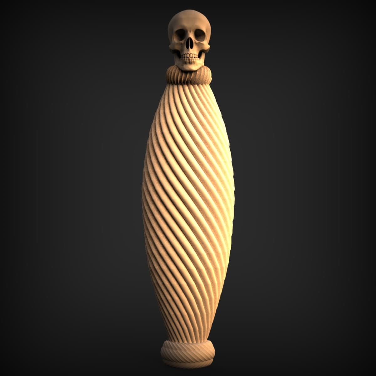 Skull-Crowned Spiral Column Finial