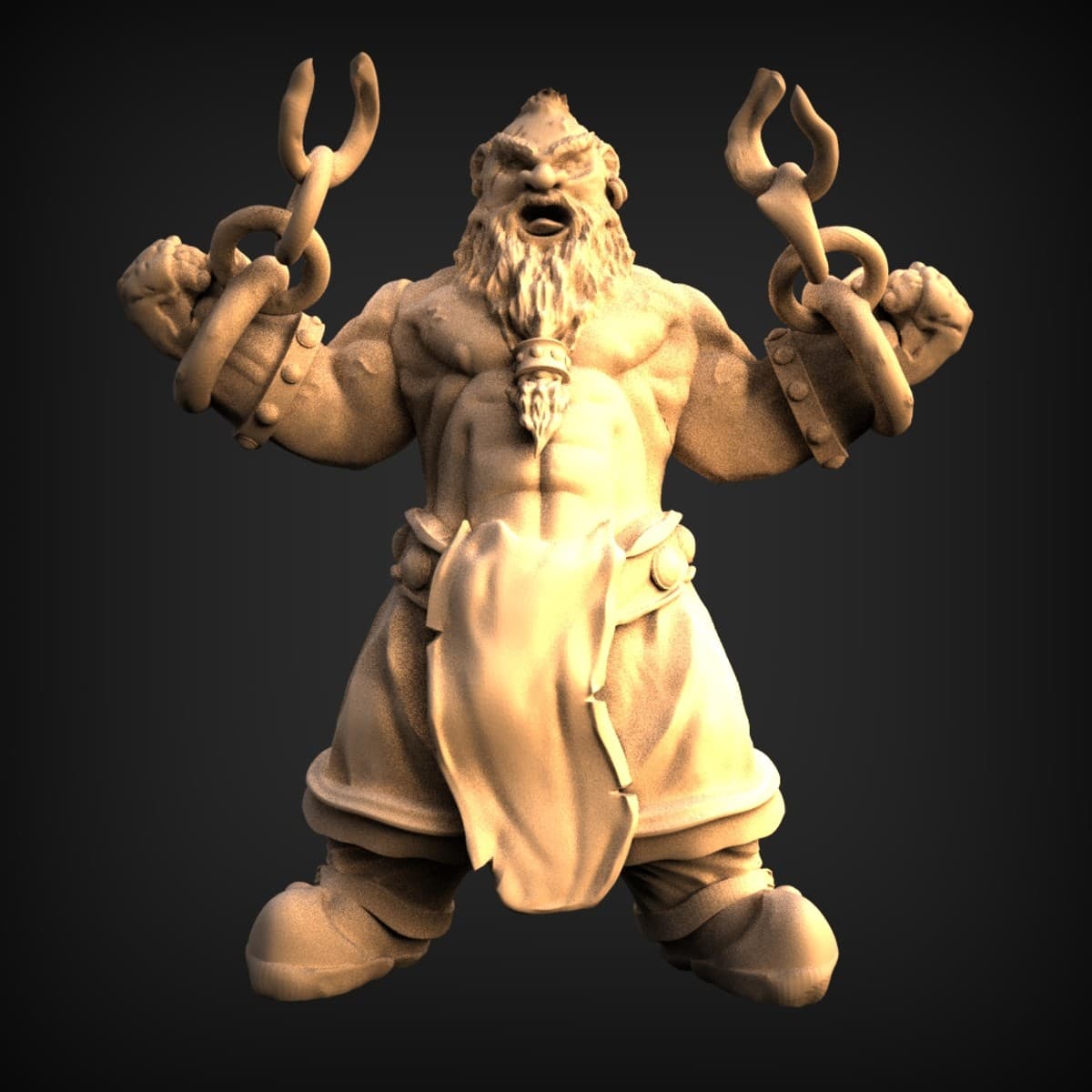 Chained Barbarian Pit-Fighter Miniature