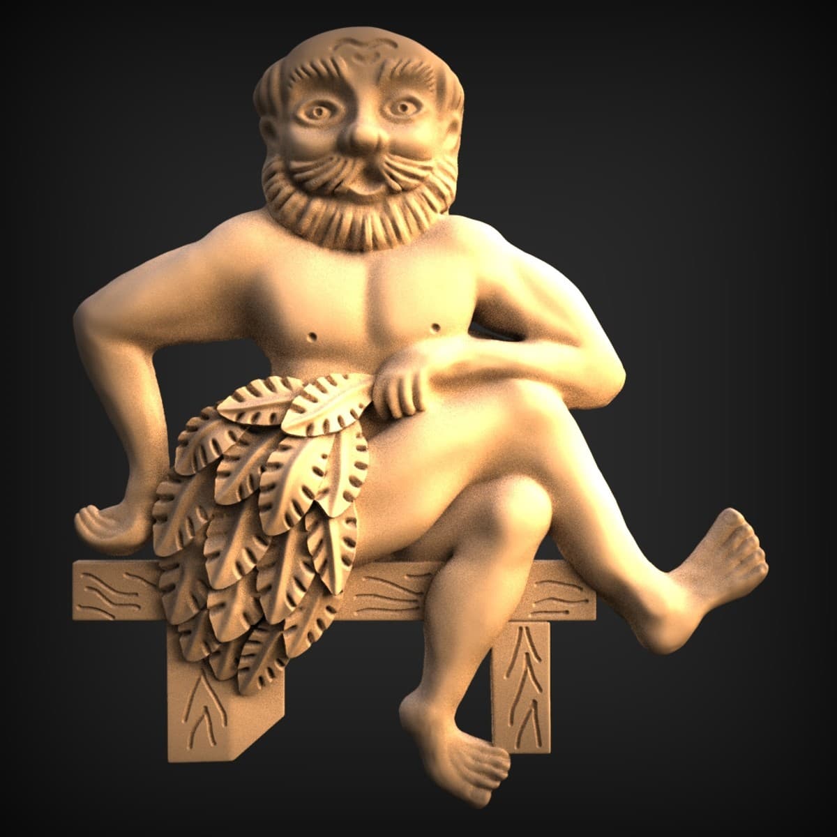 Seated Bearded Faun Figure