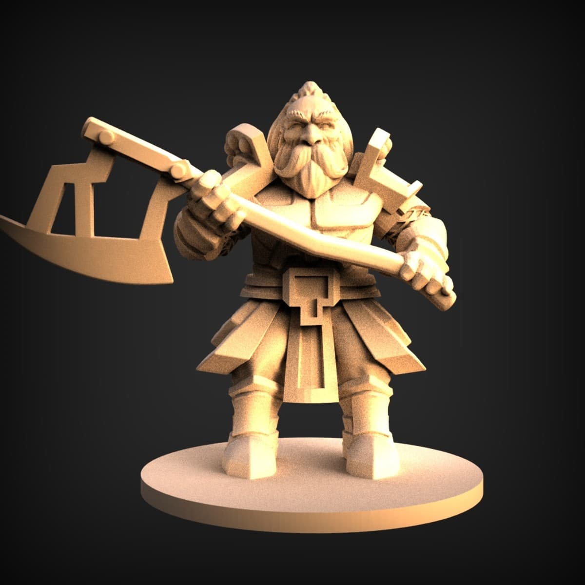 Axe-Bearing Mountain Dwarf Miniature