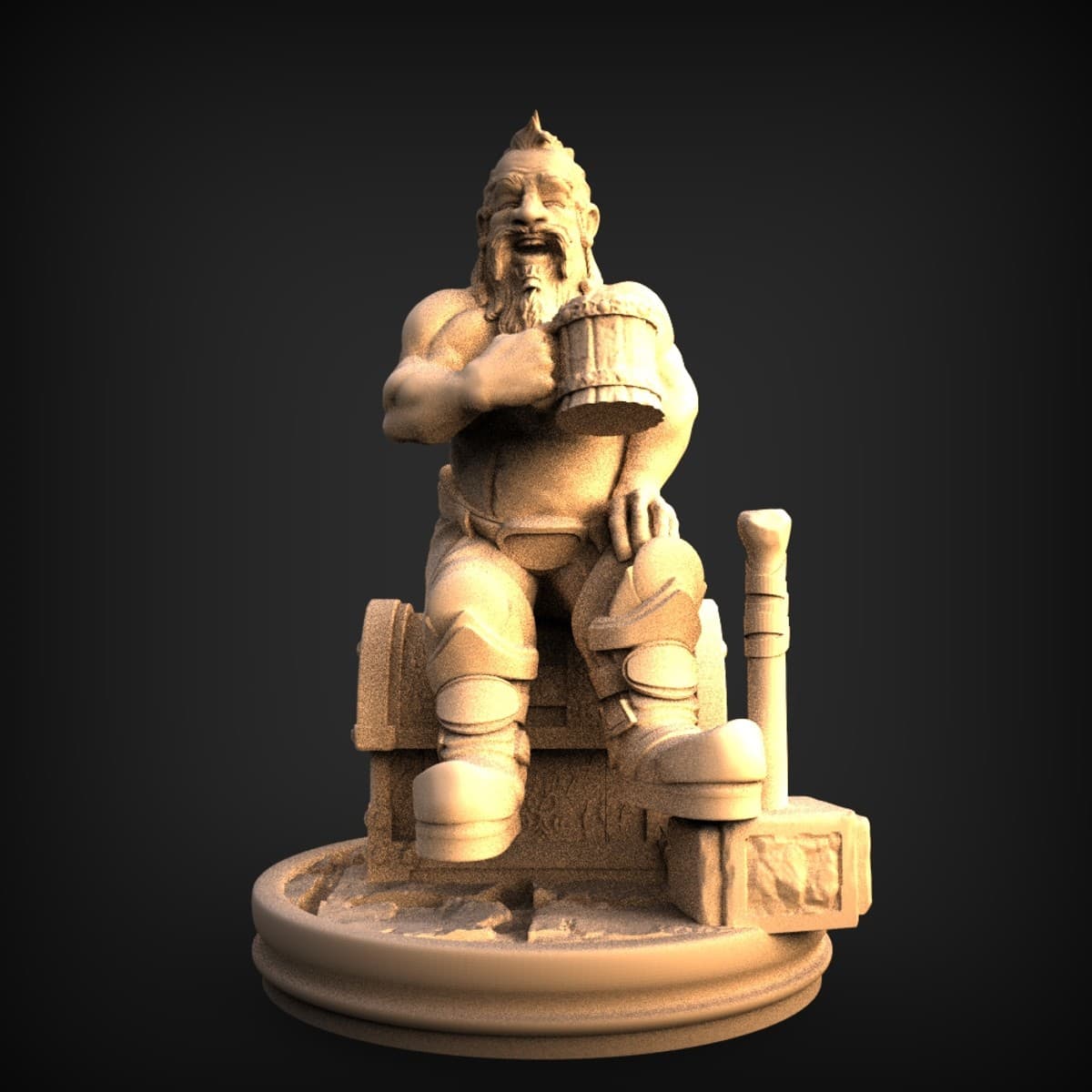 Seated Dwarf Warrior With Tankard