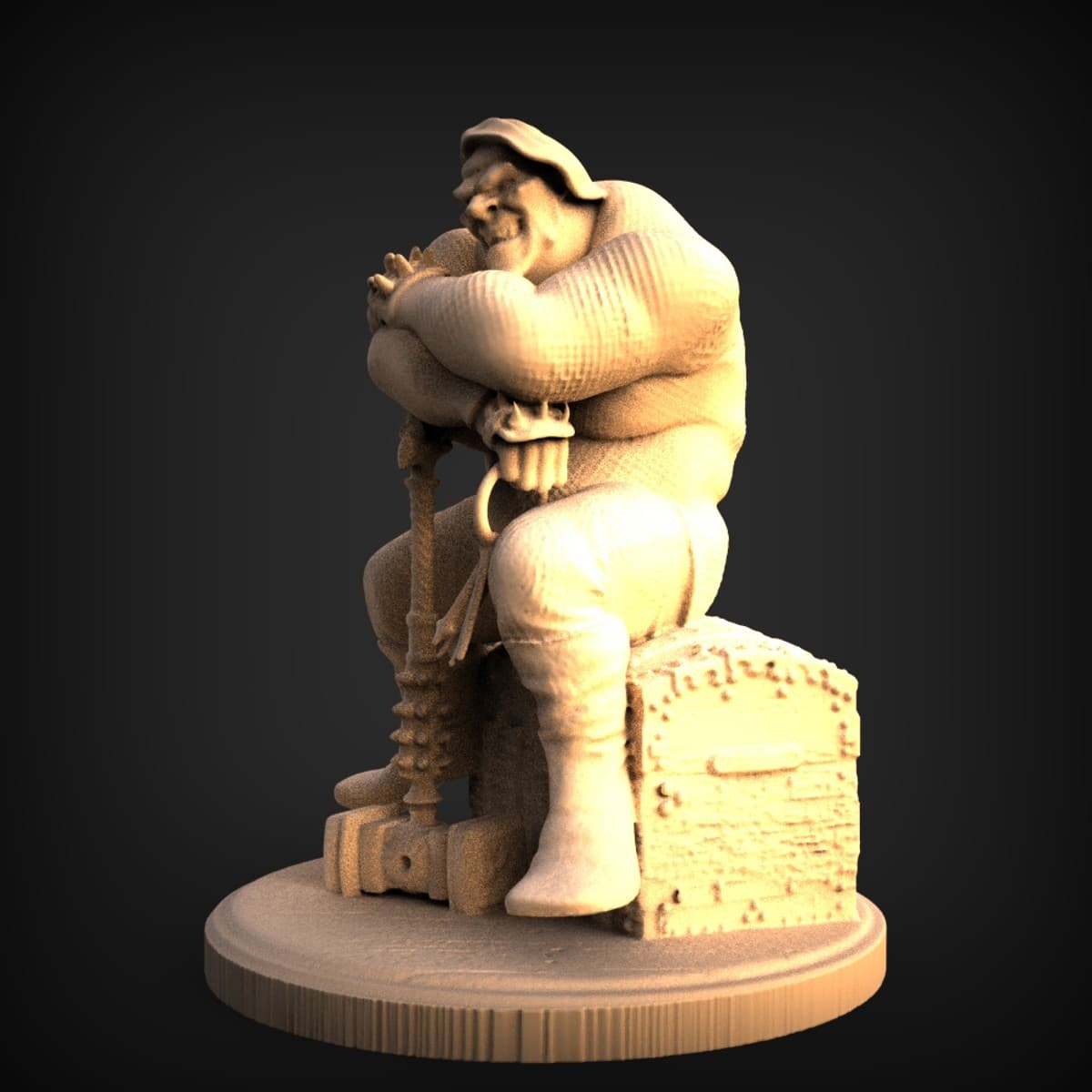 Seated Old Bagpiper Statuette
