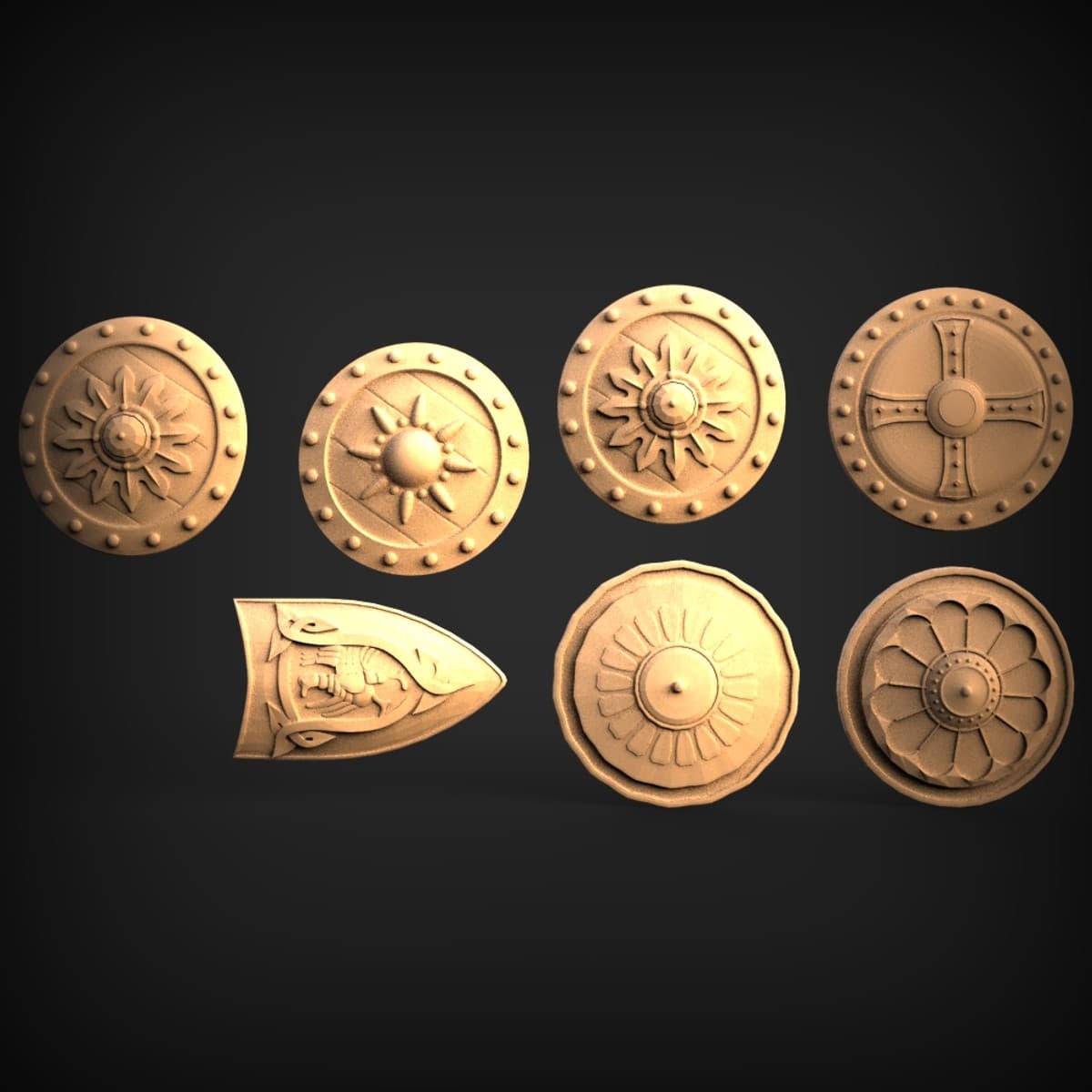 Carved Shield Boss Rosette Set