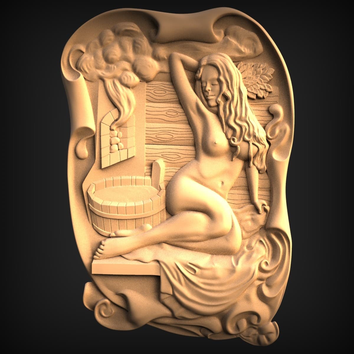 Banya Bather High-Relief Panel